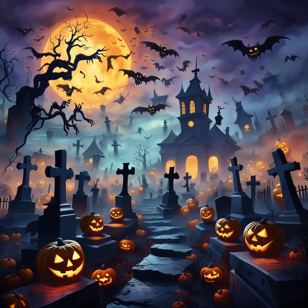 Haunted Graveyard: Zombies and Witches in Dark Fantasy