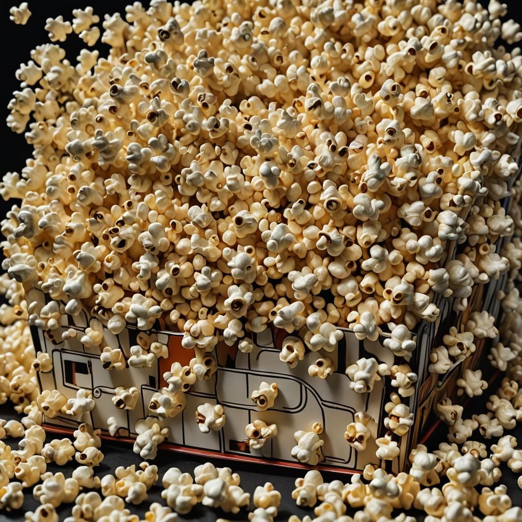 Hyperrealistic Popcorn Pop-Up Book Illustration