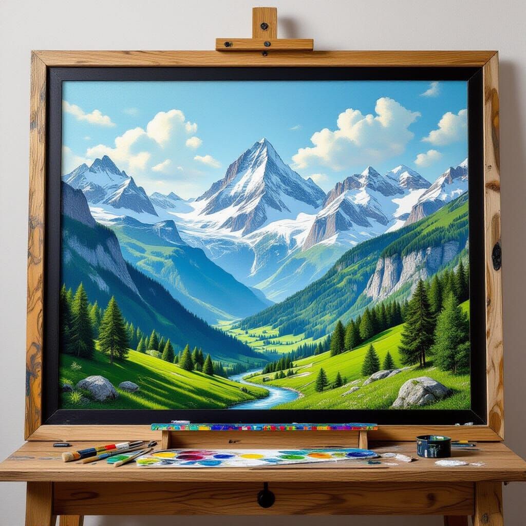 Painter Creates 3D Swiss Alps Landscape on Blackboard