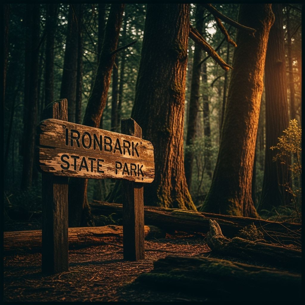 Weathered National Park Sign in Primeval Forest
