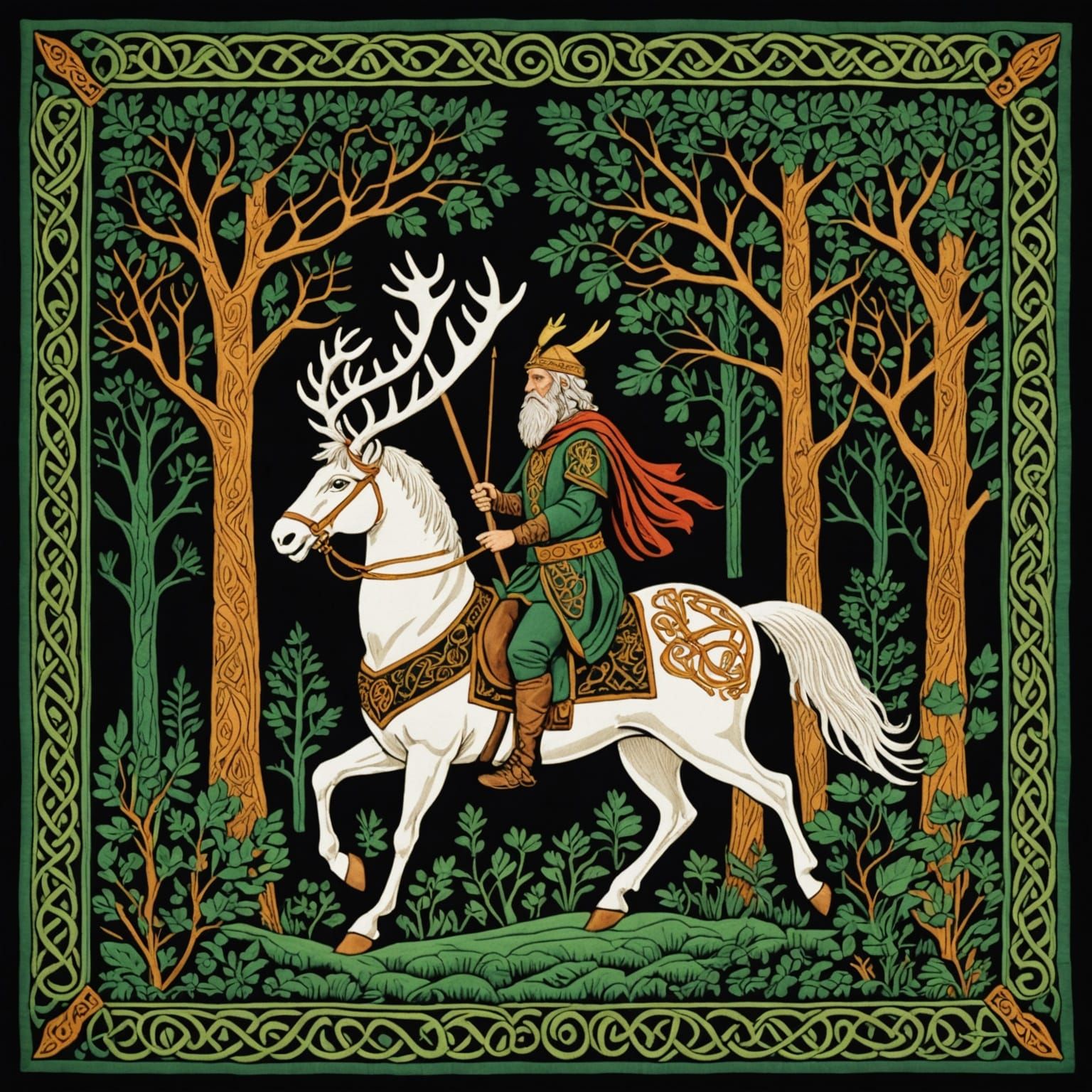 Celtic Forest Scene with Herne the Hunter