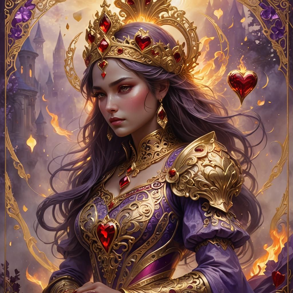 Ornate Ace of Hearts Card in Fantasy Art Style