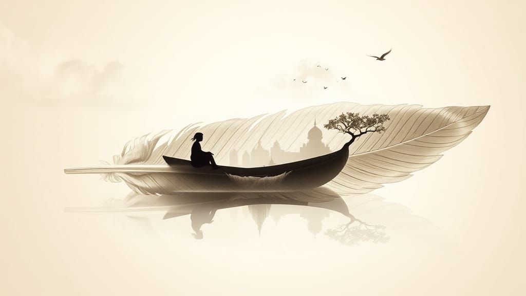 Surreal Feather Ship Births New World in Sepia Tones