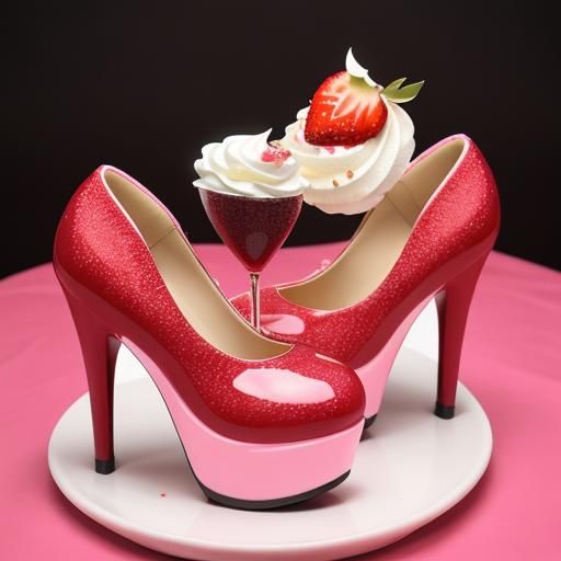 fashion shot a pair of cute women's platform 15.24cm high heel shoes that look like two delicious looking slices of chee...