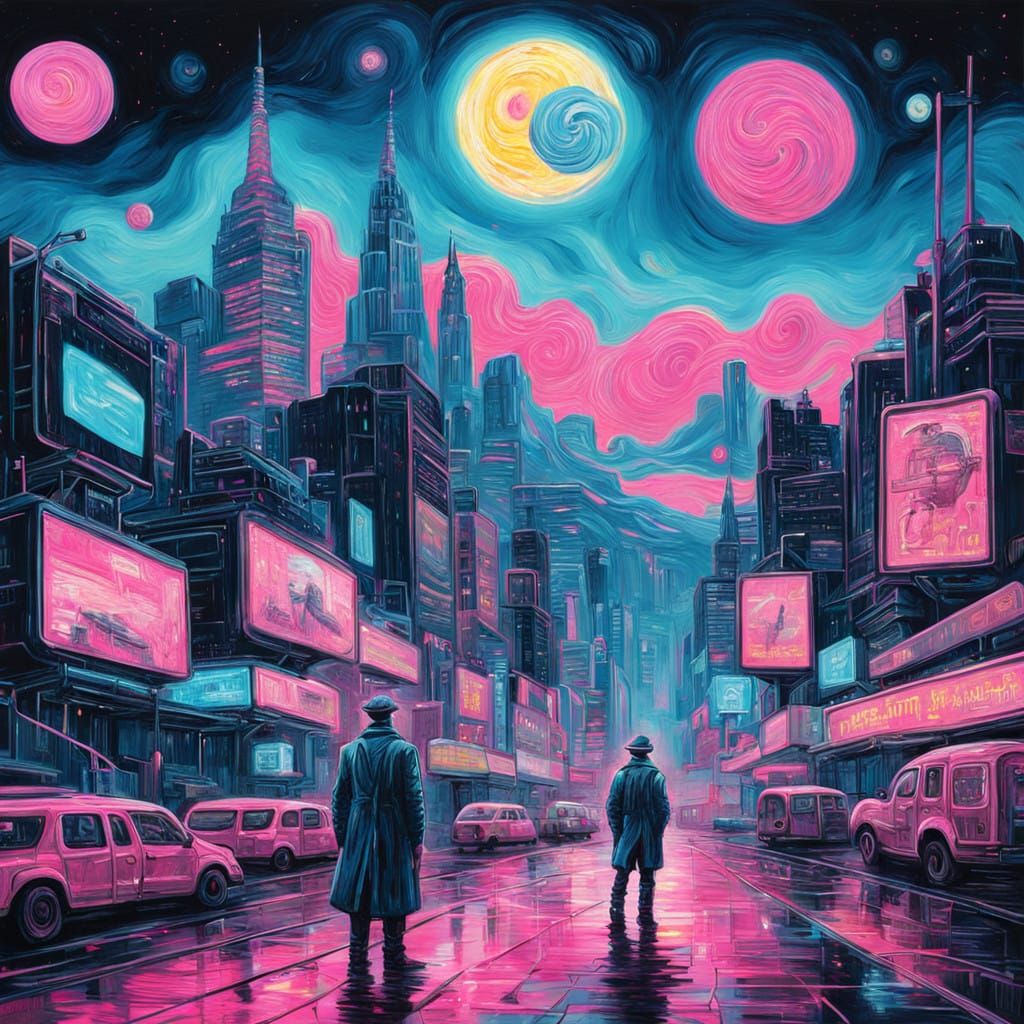 Van Gogh in Cyberpunk Dreamscape