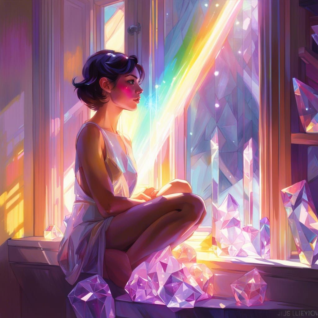 Amethyst Crystal Sparkles with Light, Digital Art