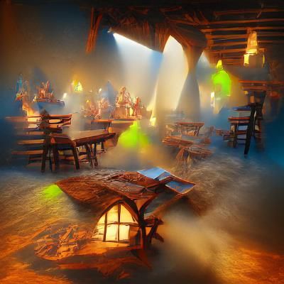 Fantasy Tavern Scene in 8K with Volumetric Lighting