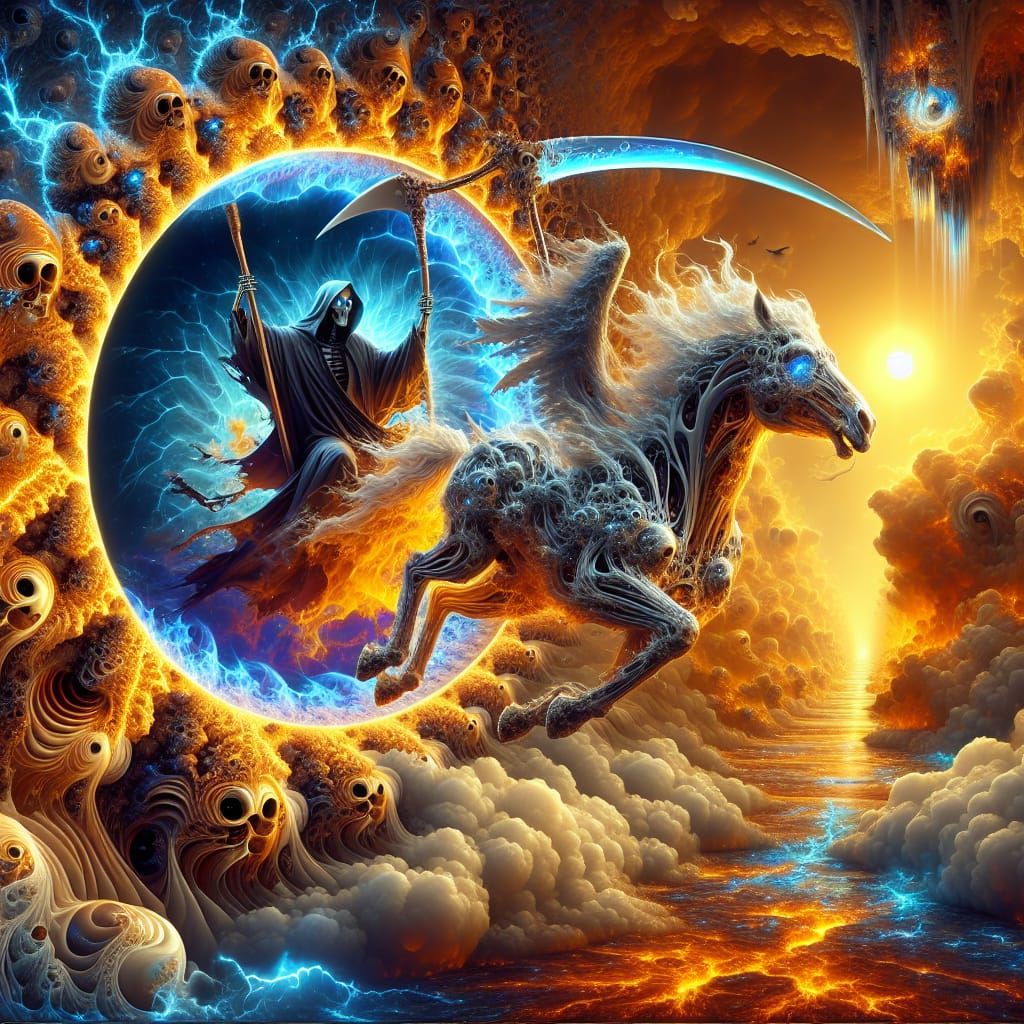 Plasma Grim Reaper Leaping Through Wormhole