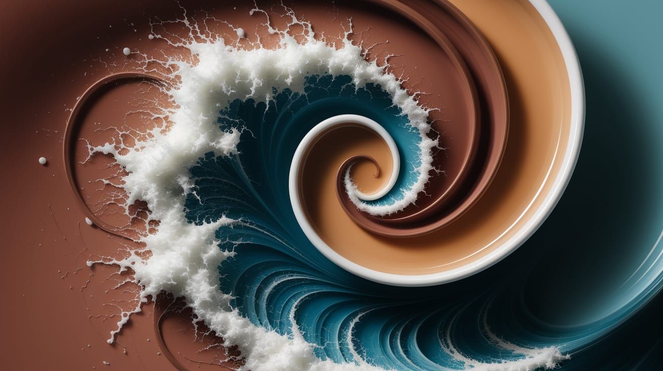 Abstract Coffee to Ocean Waves Digital Painting