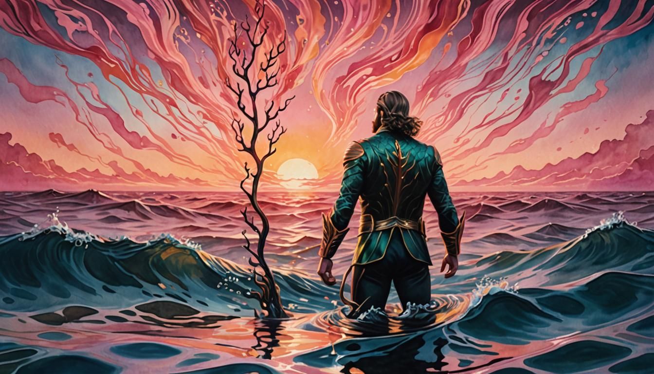 Aquaman in Pink: A Surrealist Underwater Portrait
