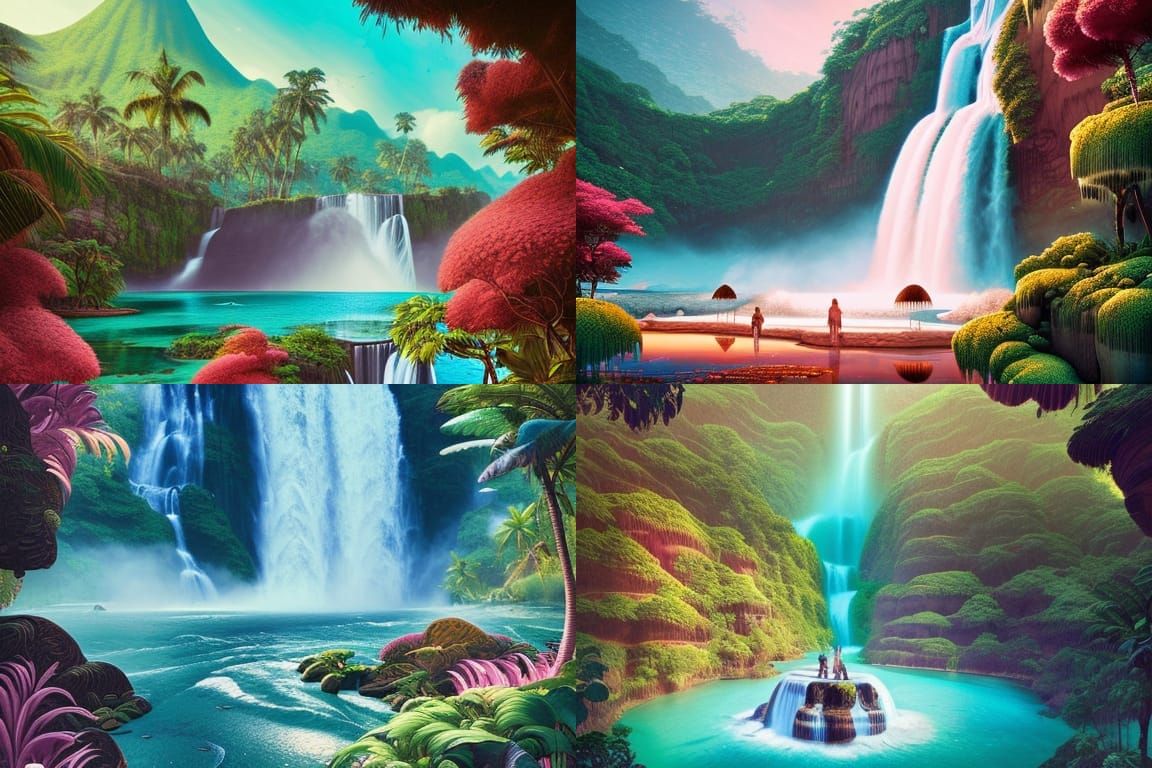 Horseshoe Waterfalls in a Cinematic Tropical Island