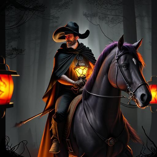 Super Luigi as Headless Horseman in Dark Forest