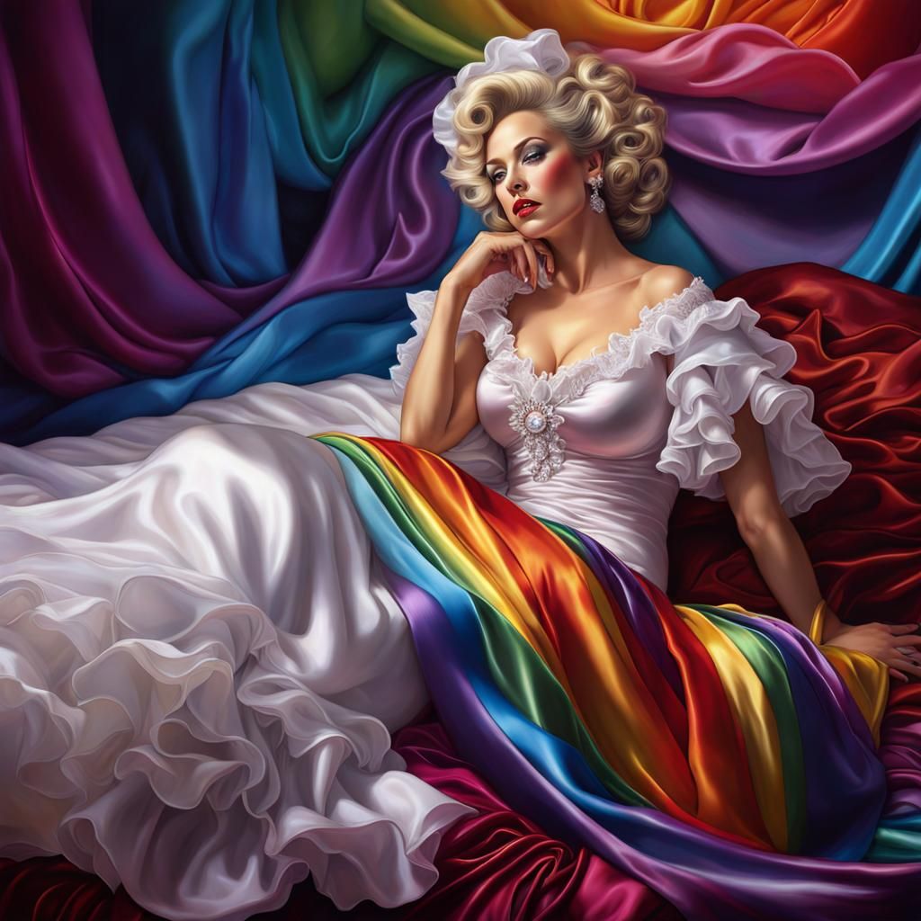 Rainbow Satin Lady: Photorealistic Art