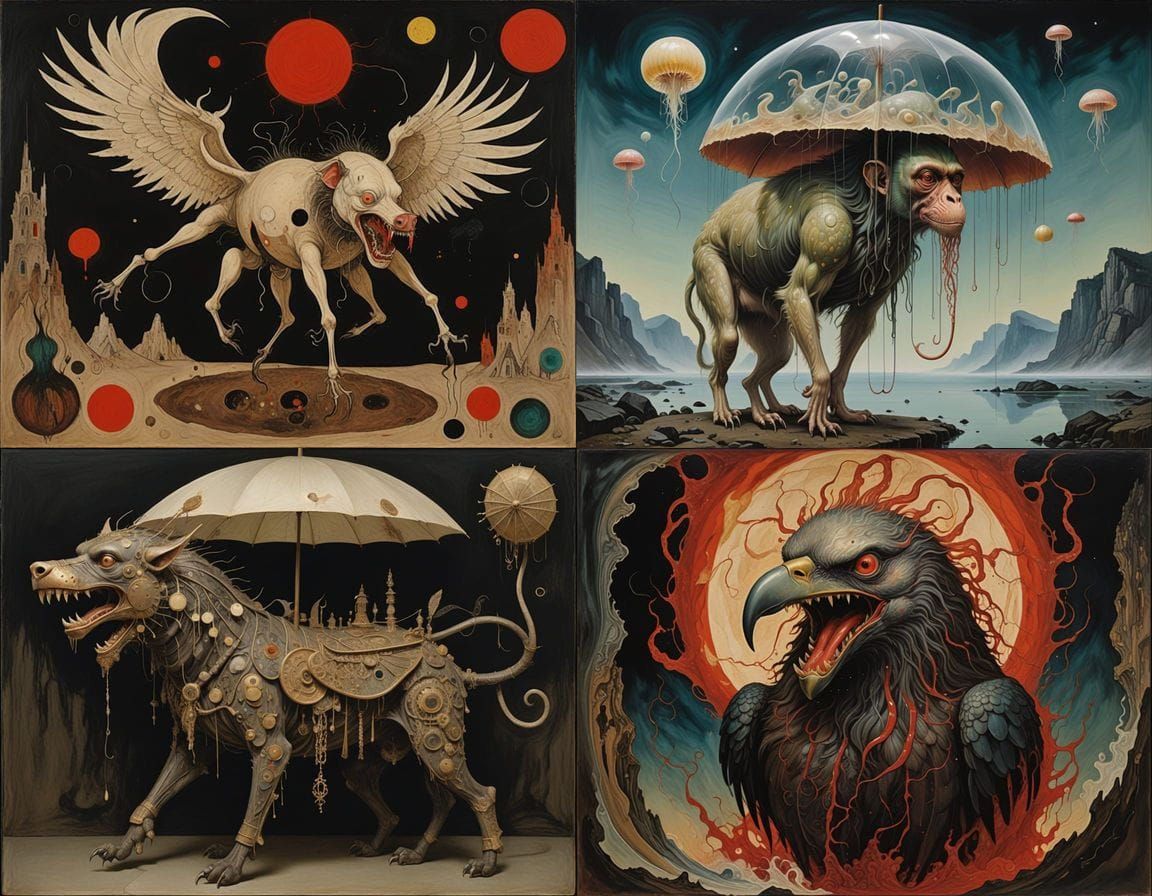 Ethereal Hybrid Form in Intense Oil Painting