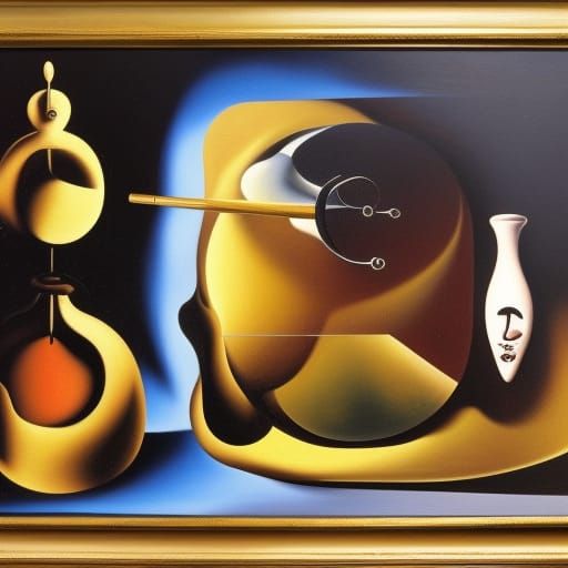 Surreal Metallic Diabolo: Melting Oil on Canvas