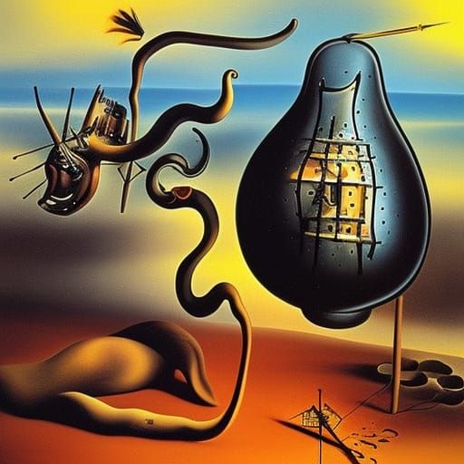 Surreal Metallic Diabolo in Melting Oil Canvas