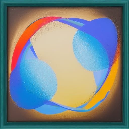 Abstract Painting of Leaking Mixture with Circular Motifs