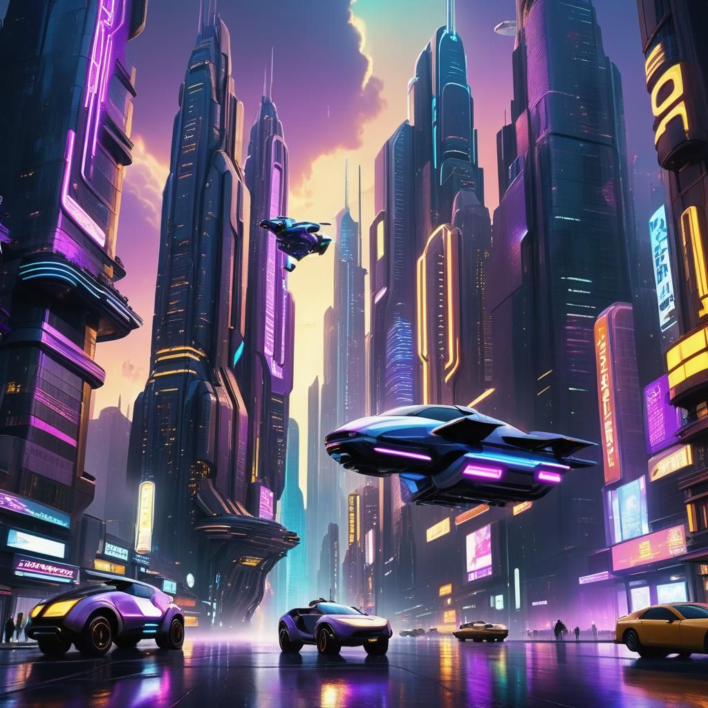 Futuristic Metropolis in Cyberpunk Style