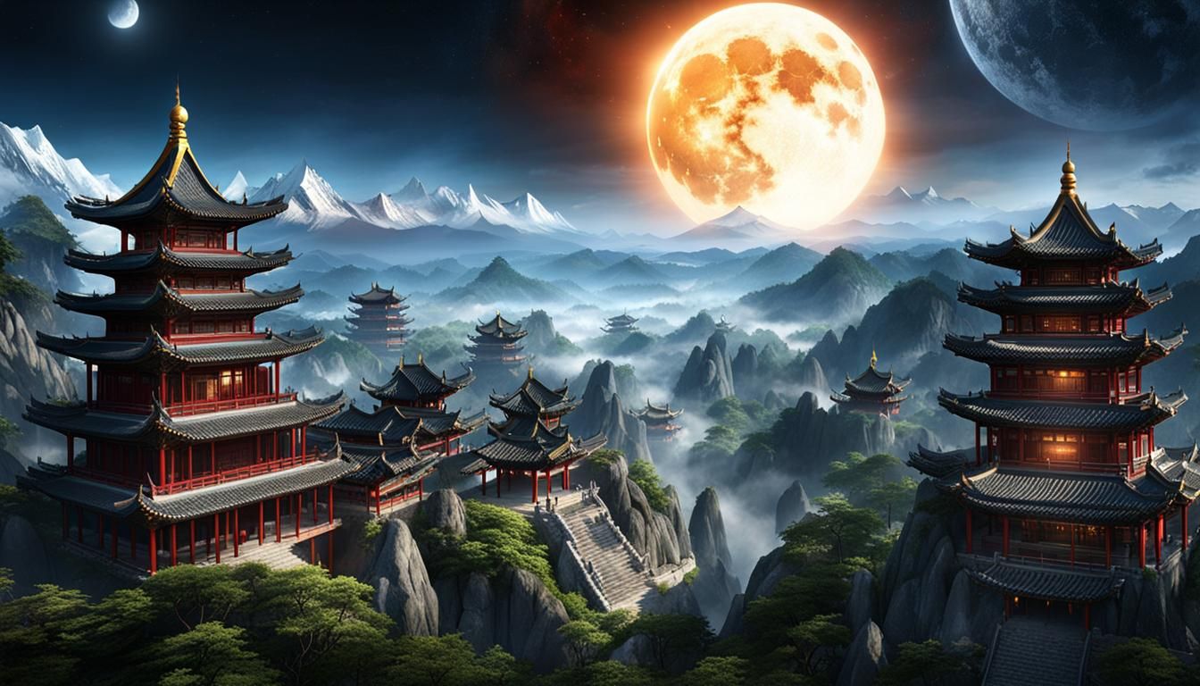 Epic Castle Battle Under Double Moons in 3D