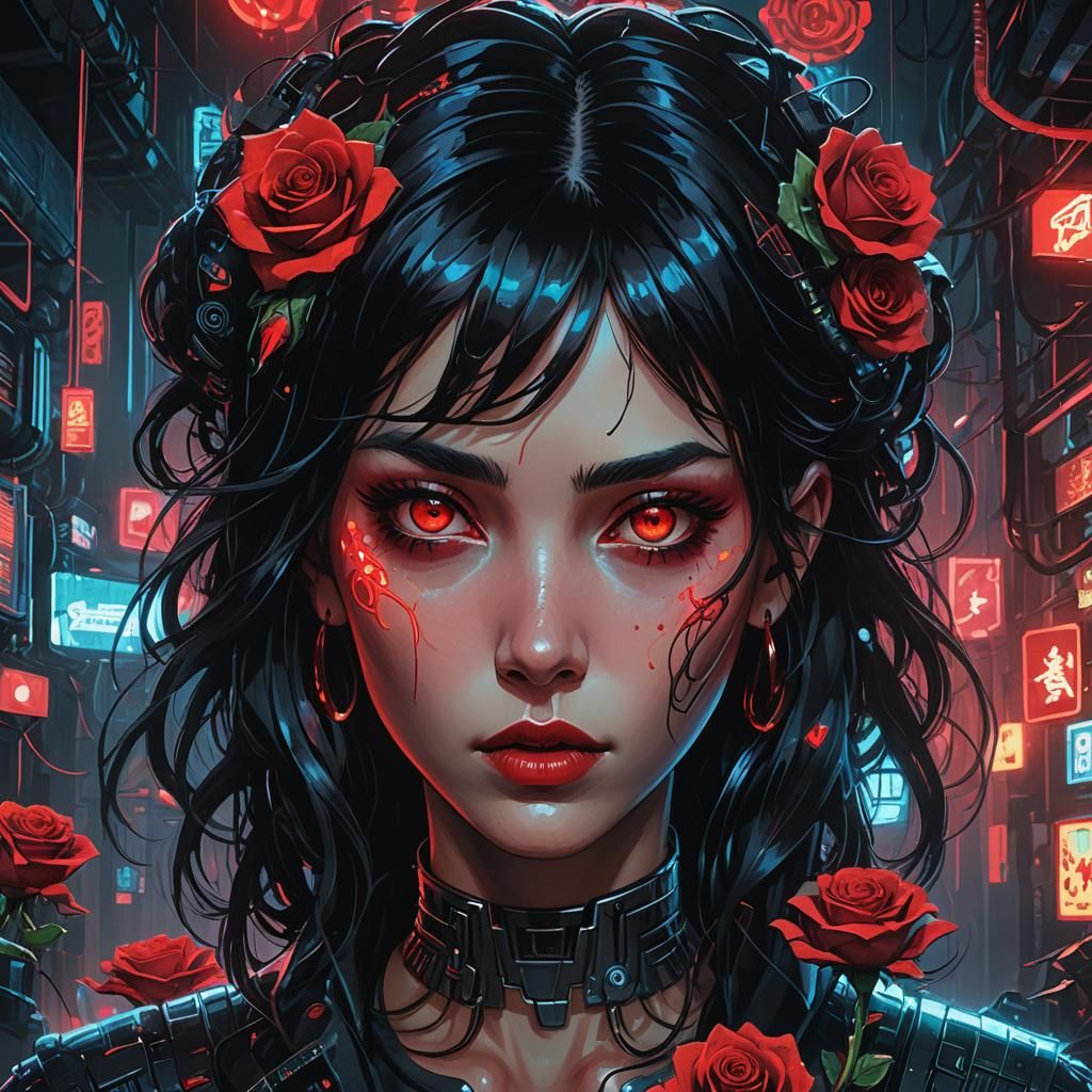 The Red Mystic Cyberpunk Lady