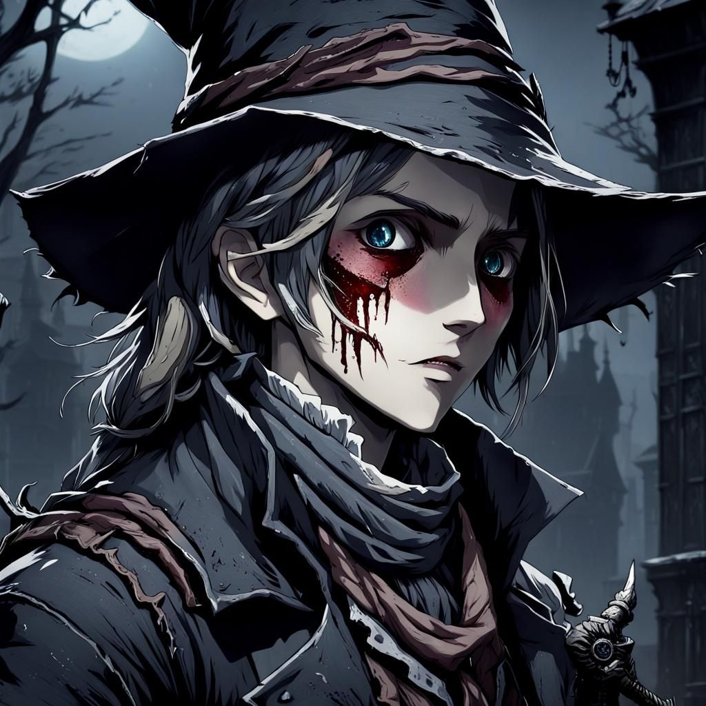Anime Portrait in Bloodborne Art Style