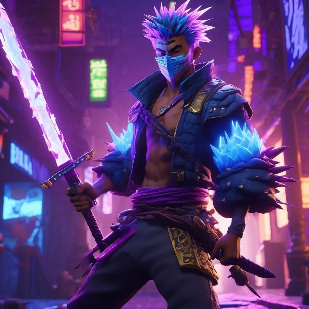 Samurai Warrior in Fortnite-Style Fantasy Concept Art