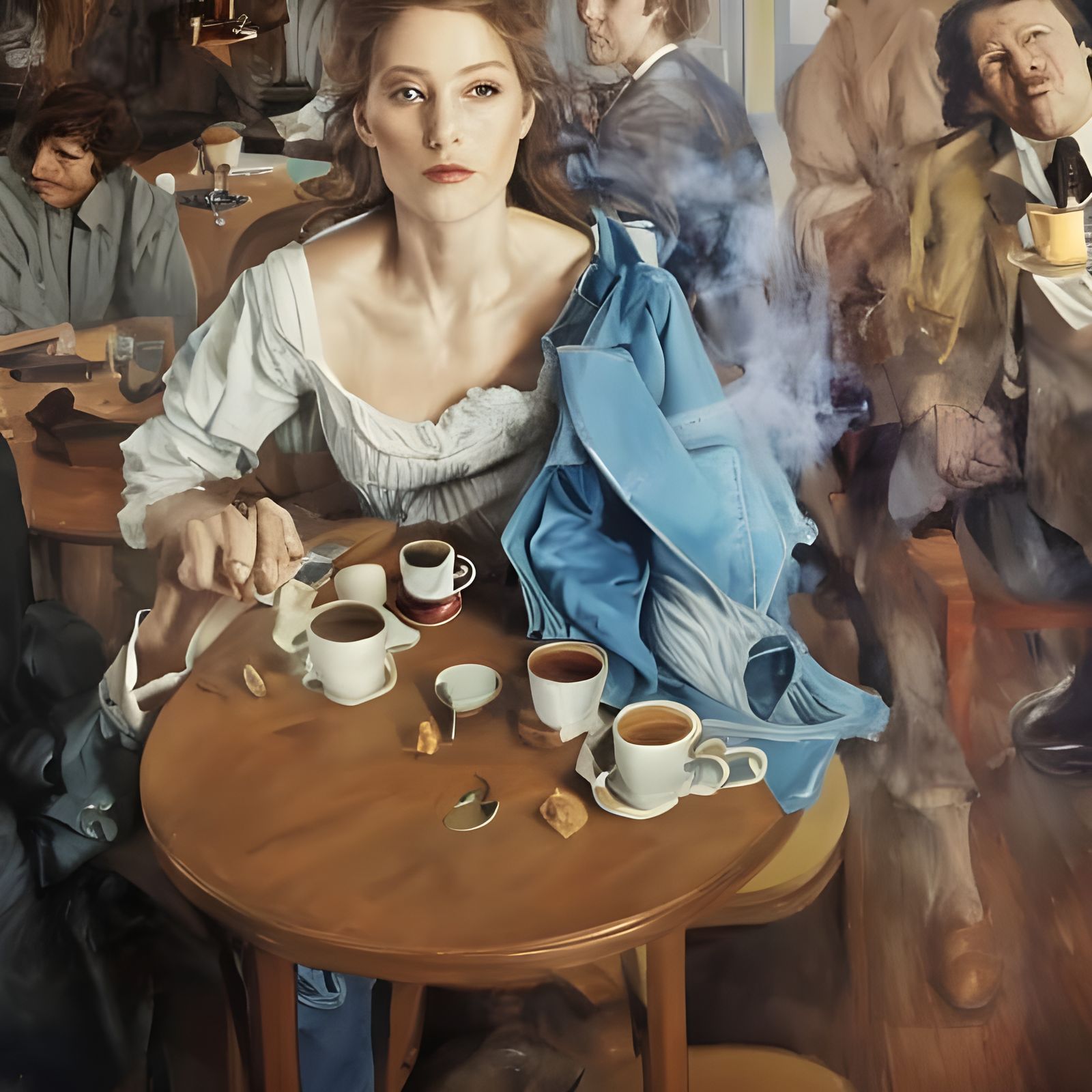 Beautiful Woman Enjoying Tea: Hyperrealistic Portrait