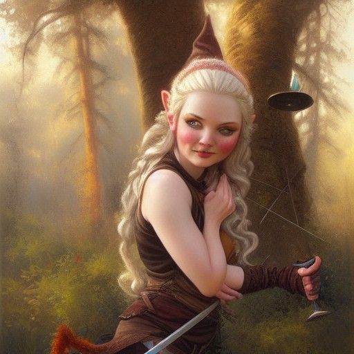 Gnome Archer in Rococo Oil Painting Style