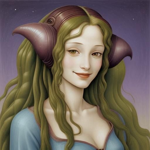 Smiling Alien Portrait in Renaissance Style