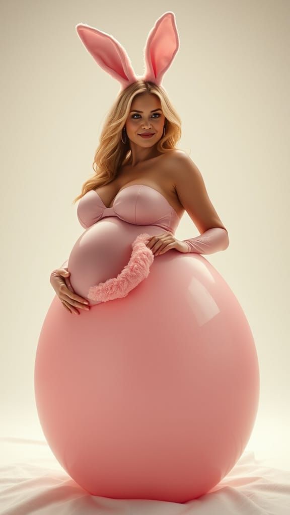 Sultry Pregnant Bunny Goddess on Giant Easter Egg