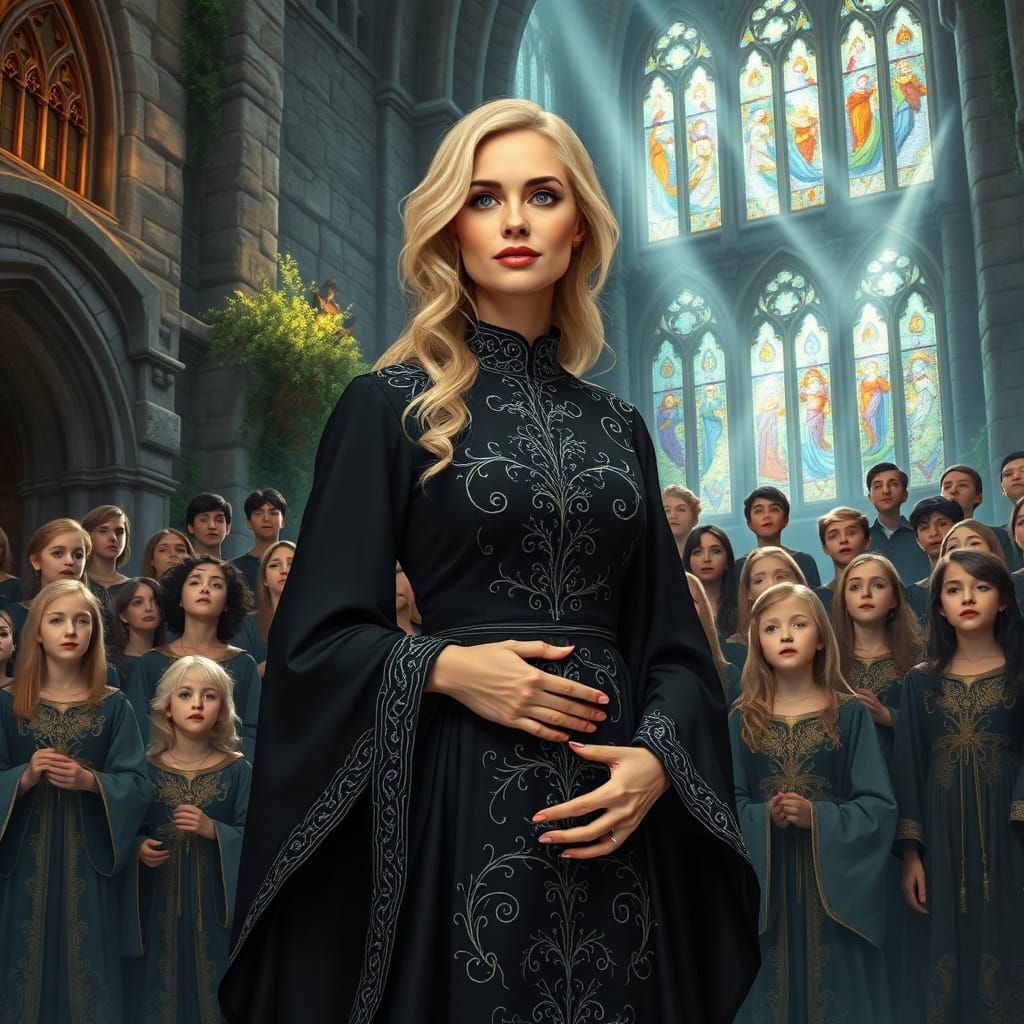 Mystical Teacher Leades Choir in Enchanted Castle