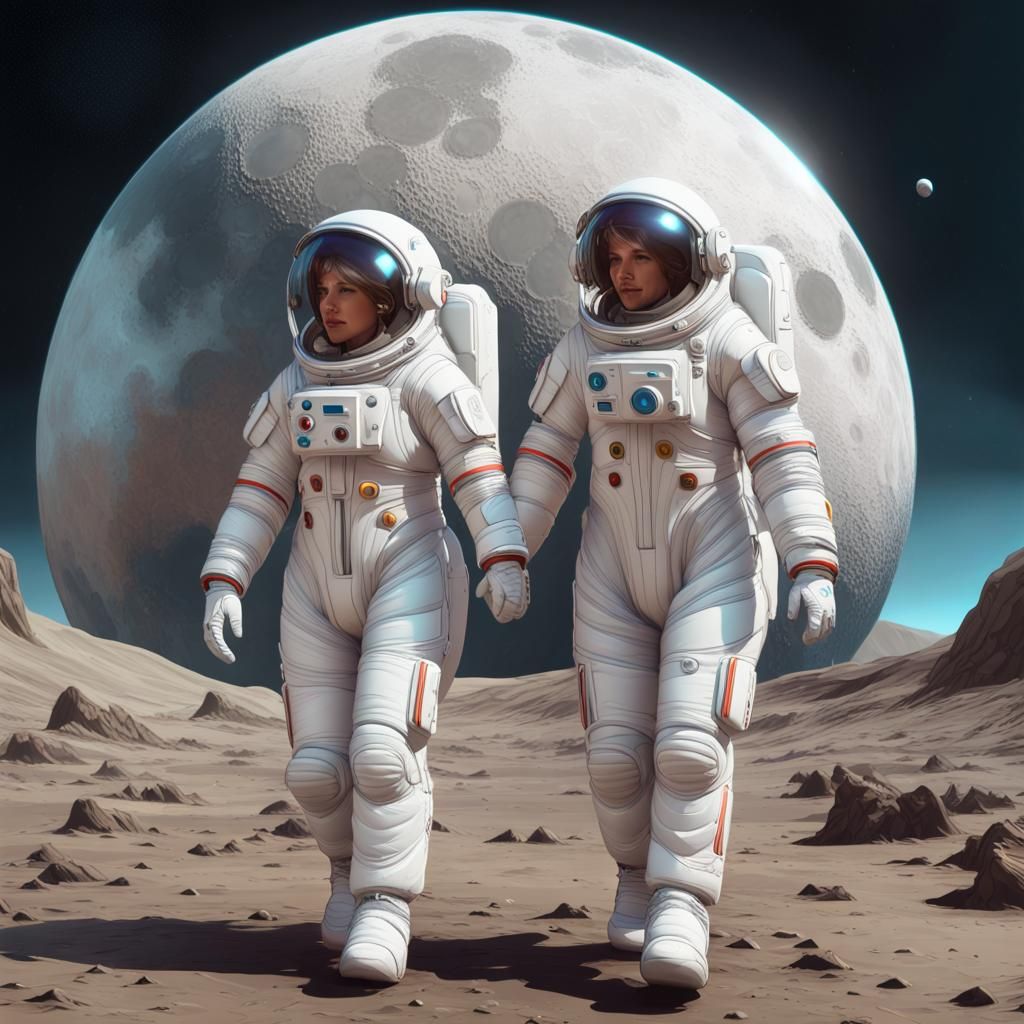 Romantic Moon Walk: Hyperdetailed Concept Art