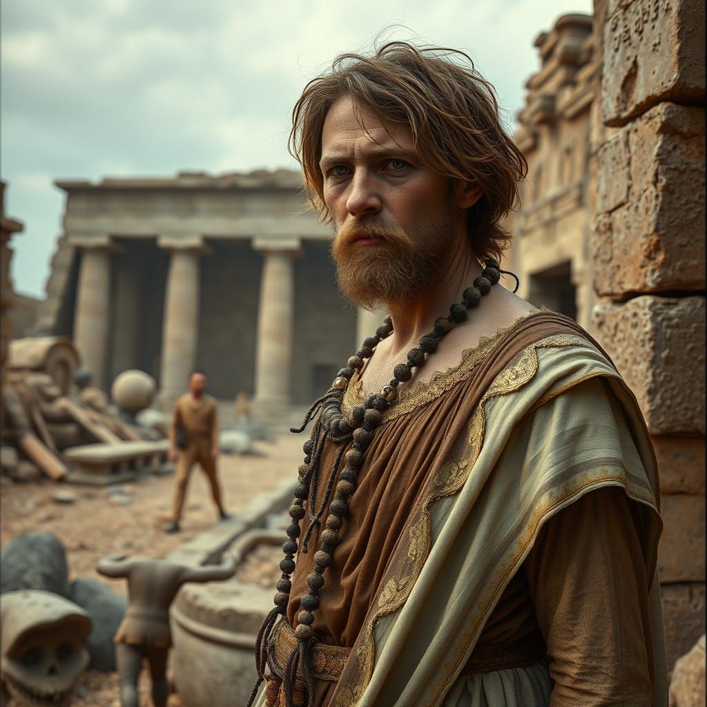 Victorian Bride's Ruined Gown in Ancient Mesopotamian Ruins