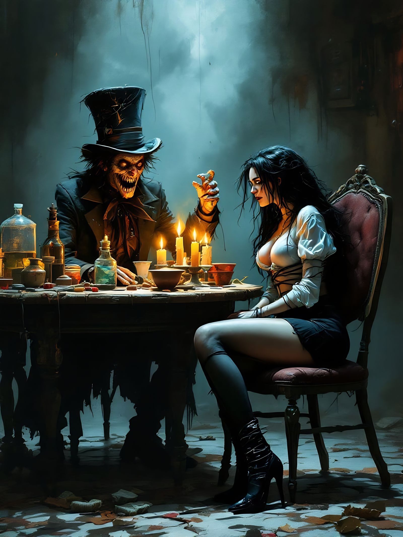 Deranged Mad Hatter Torments Captive Beauty in Dark Horror S...