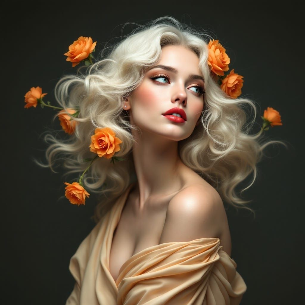 Serene Beauty in Art Nouveau Style