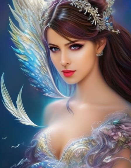 Angelic Princess with Wings in Whimsical Fairycore Style