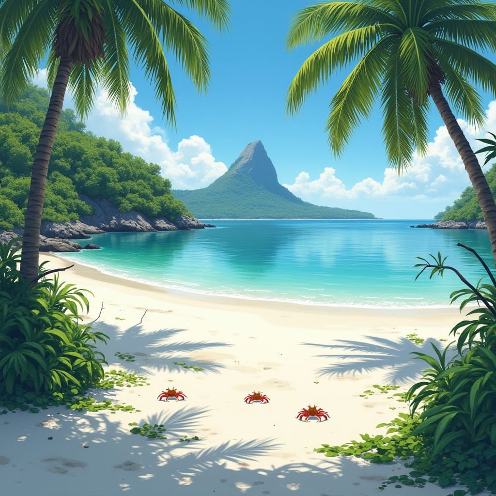 Tropical Beach Paradise in Hyperrealistic Style