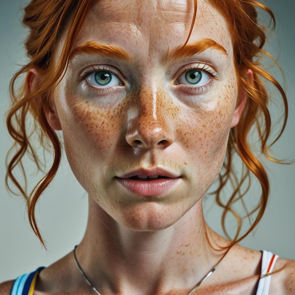 Ginger Tennis Player Portrait in Professional Style