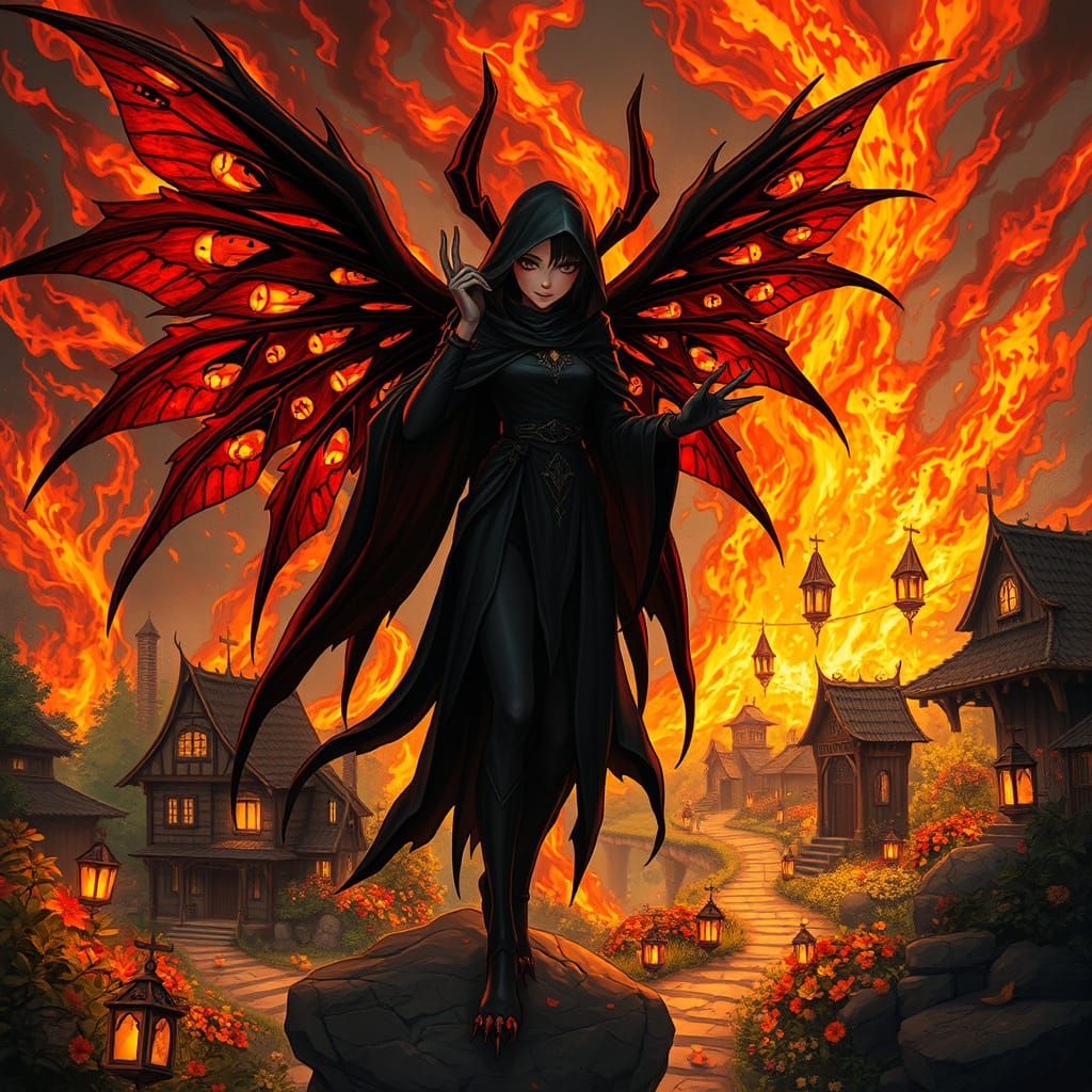 Dark Fairy Unleashes Hellish Flames on Serene Village in Hau...