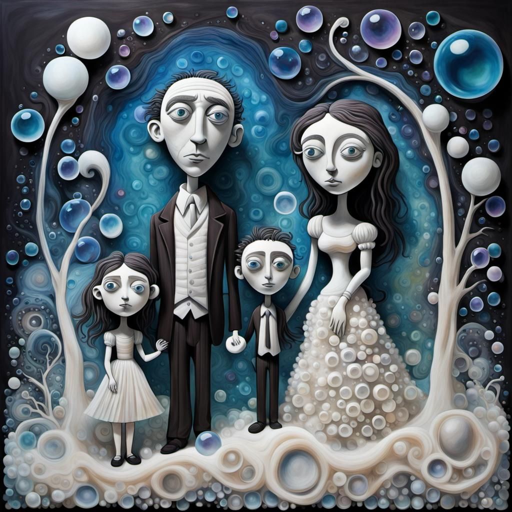 Abstract Family Portrait in Cubist Surrealist Style