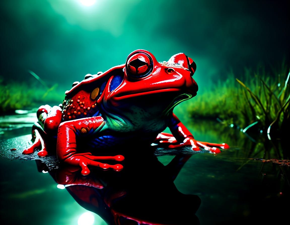 Surreal Alien Frog Rises from Polluted Waters