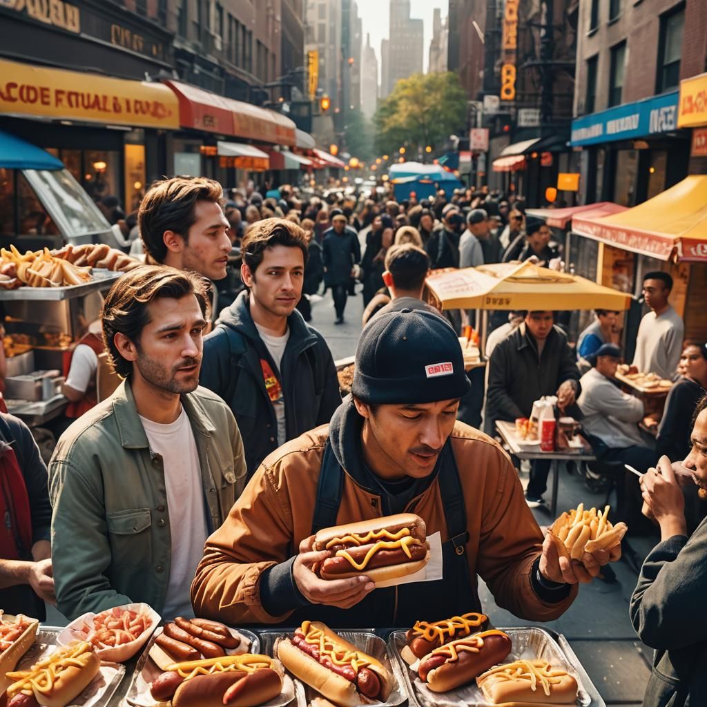 Man Eats Hot Dog at NYC Stand: 3D Game Art