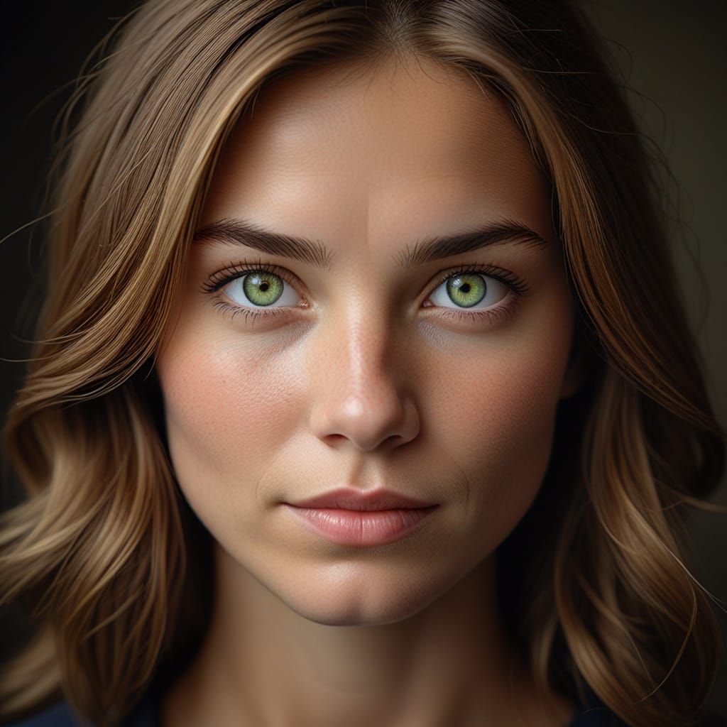 Confident Green-Eyed Businesswoman in Studio Portrait