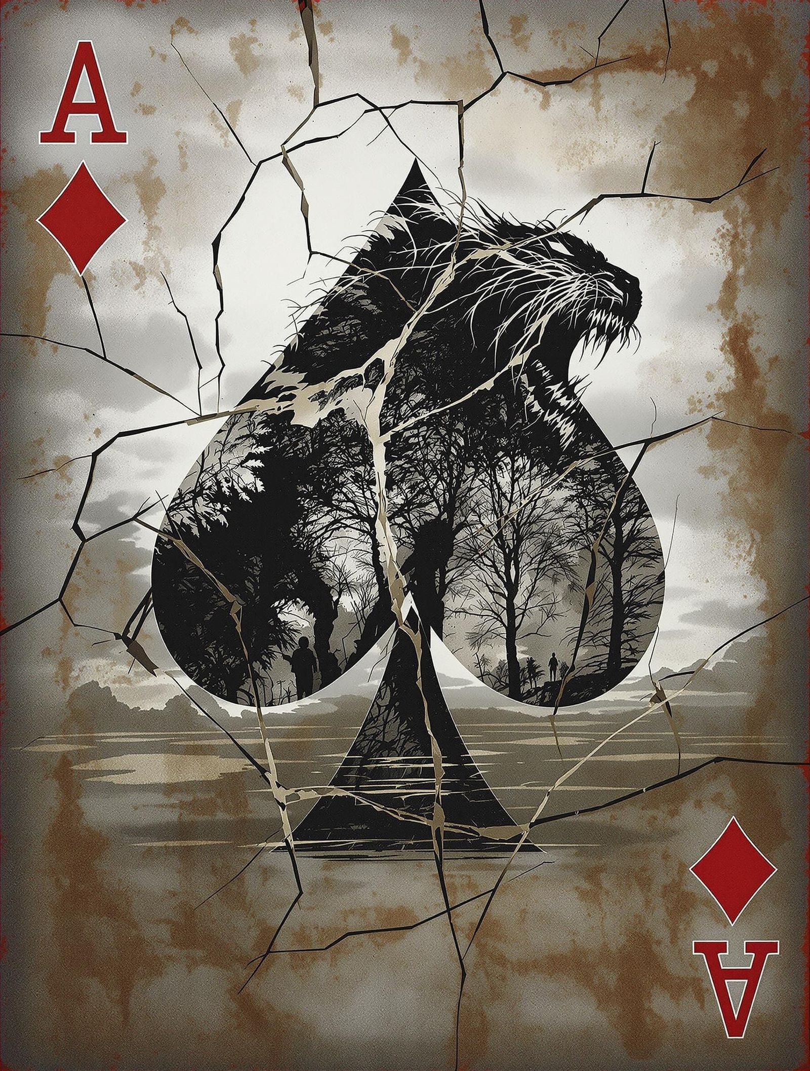 Anime Monster Silhouette in Dystopian Wasteland