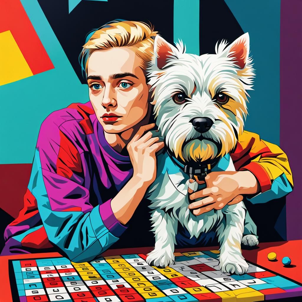 Triumphant Westie Wins Scrabble: Pop Art Portrait