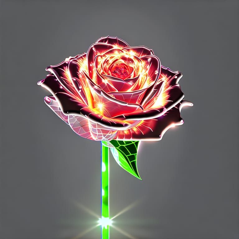 Crystal Rose with Diamond Details in 16k