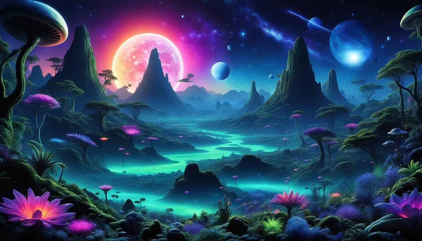 Bioluminescent Jungle on Alien Planet