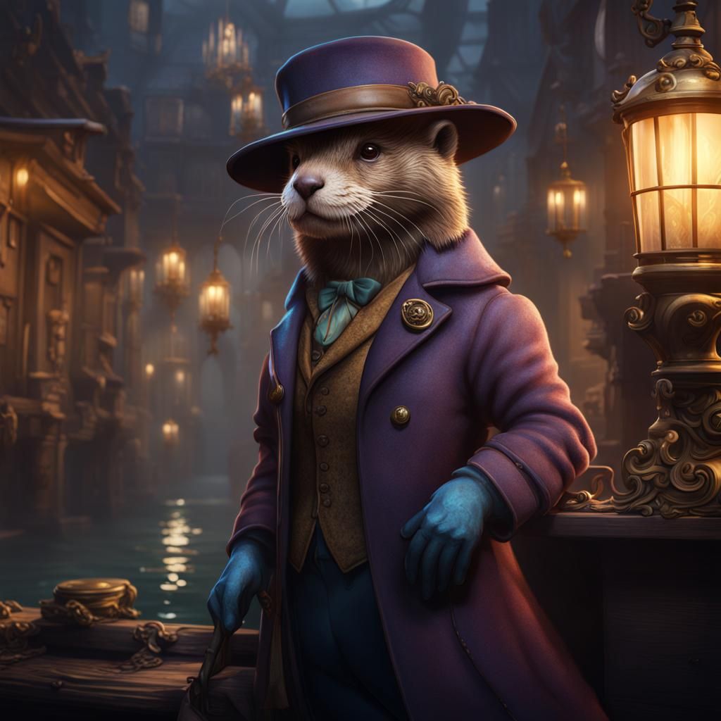 Lady Otter Detective: Detailed Matte Painting