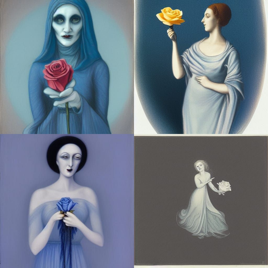 Ethereal Woman with Blue Rose