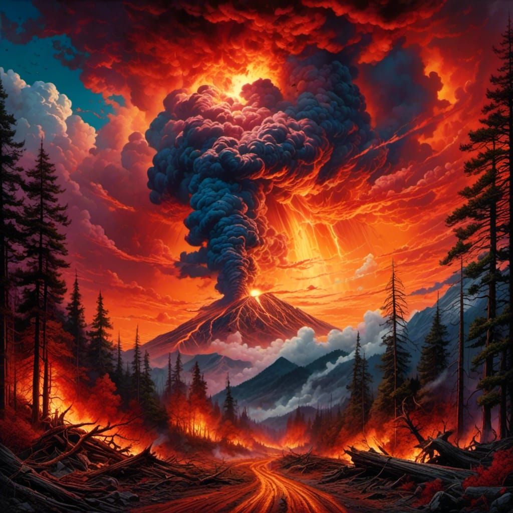 Volcanic eruption and it's flash fires